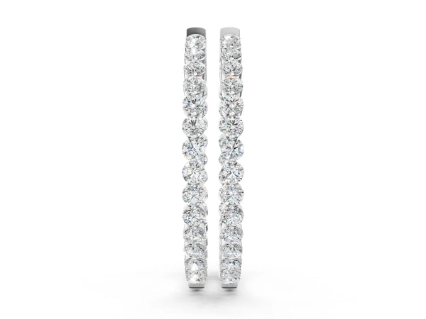 Sterling Silver Round Laboratory-Grown Diamond Eternity Hoop Earrings with Prong Setting