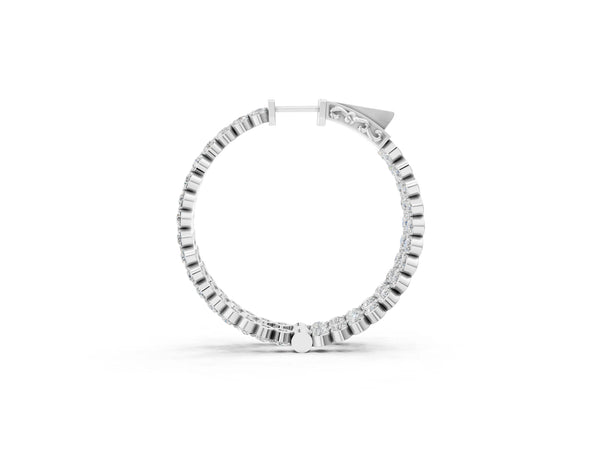 Sterling Silver Round Laboratory-Grown Diamond Eternity Hoop Earrings with Prong Setting
