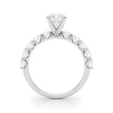 14K White Gold 3.5 Carat D VVS2 Round Diamond Prong Setting with Side Stones on a Pave Band
