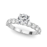 14K White Gold 3.5 Carat D VVS2 Round Diamond Prong Setting with Side Stones on a Pave Band
