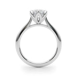 Silver Round Diamond Solitaire Ring with Classic Band and Six-Prong Setting 2