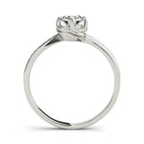 Silver Round Diamond Solitaire Ring with Pavé Band and Sculpted Prong Setting 2
