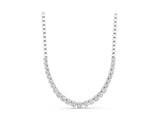 Silver Round Diamond Tennis Necklace with Prong Setting and Bead Chain_1