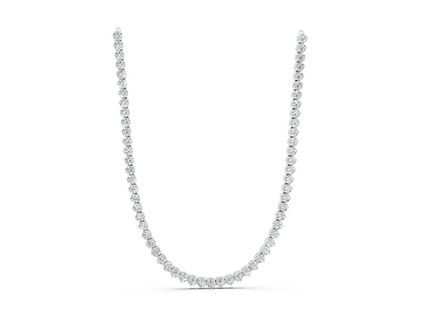 Sterling Silver Round Laboratory-Grown Diamond Graduated Tennis Necklace with Prong Setting