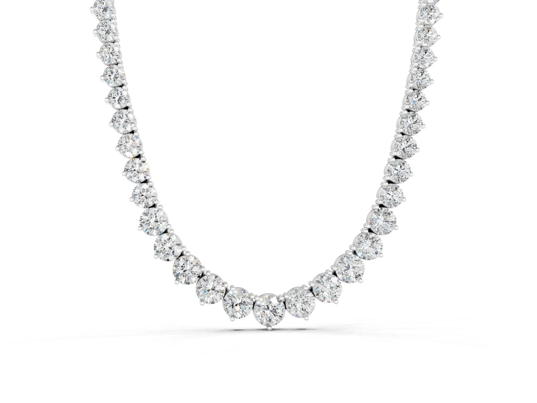 Silver Round Diamond Tennis Necklace with Three-Prong Setting_4