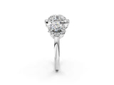 Silver Round Diamond Three-Stone Halo Ring with Prong Setting and Pavé Accents_16