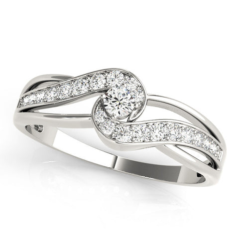 Silver Round Diamond Twist Band with Pavé Setting 1