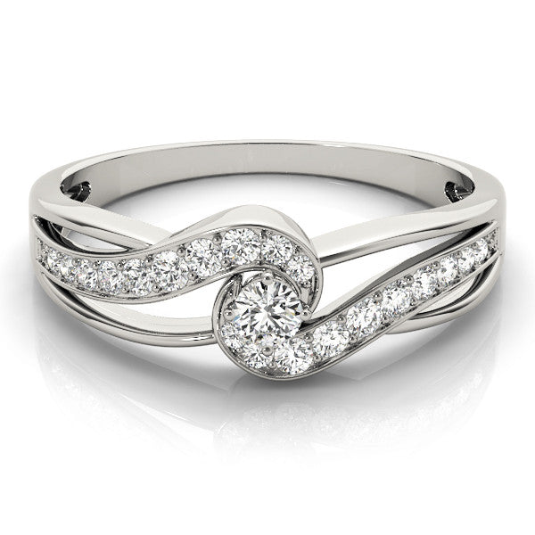Silver Round Diamond Twist Band with Pavé Setting 2