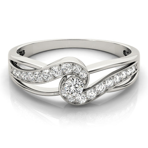 Silver Round Diamond Twist Band with Pavé Setting 2