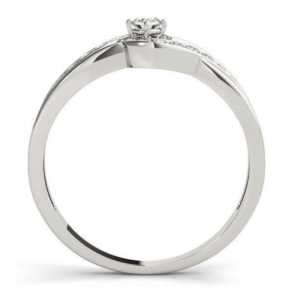 Silver Round Diamond Twist Band with Pavé Setting
