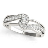 Silver Round Diamond Twist Band with Pavé Setting