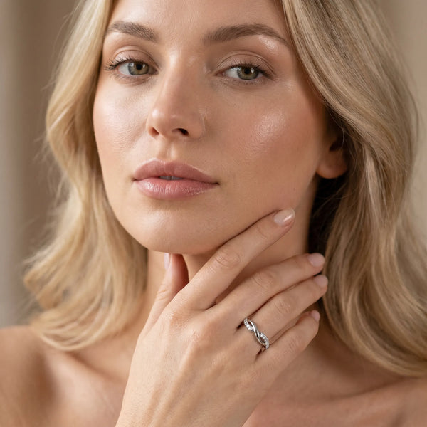 Platinum Round Diamond Twisted Infinity Band with Prong Setting