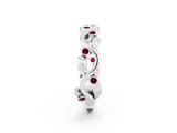 Silver Round Garnet Leaf Eternity Band with Bezel Setting_2
