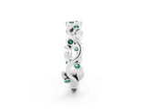 Silver Round Green Sapphire Leaf Eternity Band with Bezel Setting_2