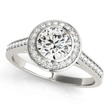 Silver Round Halo Bezel Diamond Pave Band Ring