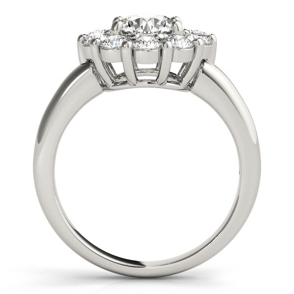 Platinum 3.01 Carat F VVS2 Round Halo Cluster Diamond Engagement Ring with Prong Setting and Polished Band