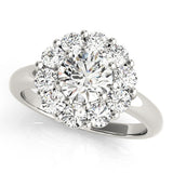 Platinum 3.01 Carat F VVS2 Round Halo Cluster Diamond Engagement Ring with Prong Setting and Polished Band