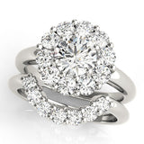 Platinum 3.01 Carat F VVS2 Round Halo Cluster Diamond Engagement Ring with Prong Setting and Polished Band