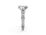 Silver Round Halo Diamond Engagement Ring with Split Shank and Four-Prong Setting 2
