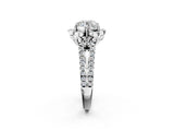 Silver Round Halo Diamond Floral Split Shank Engagement Ring 2