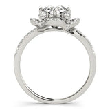 Silver Round Halo Diamond Infinity Twist Pavé Band Ring with Four-Prong Setting