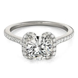 Silver Round Halo Diamond Pavé Band with Four-Prong Setting 2