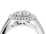 Silver Round Halo Diamond Ring with Beaded Split Shank and Four-Prong Setting_18