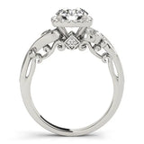 Silver Round Halo Diamond Ring with Twisted Band and Four-Prong Setting 2