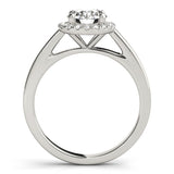 Silver Round Halo Diamond Solitaire Ring with Round Band and Four-Prong Setting 1