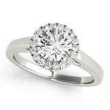 Silver Round Halo Diamond Solitaire Ring with Round Band and Four-Prong Setting 2