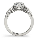 Silver Round Halo Diamond Split Shank Engagement Ring with Four-Prong Setting 1