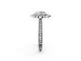 Silver Round Halo Milgrain Pave Diamond Ring with Four-Prong Setting 2