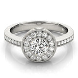 Silver Round Halo Pavé Diamond Engagement Ring 2