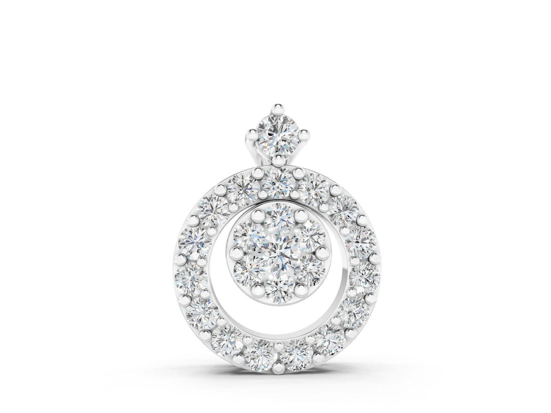 Silver Round Halo Pavé Diamond Pendant with Four-Prong Setting_4