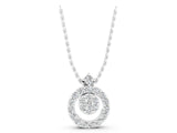 Silver Round Halo Pavé Diamond Pendant with Four-Prong Setting_5