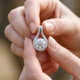 Silver Round Halo Prong Set Pendant_38
