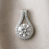 Silver Round Halo Prong Set Pendant_40