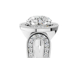 Silver Round Halo Split Shank Milgrain Diamond Ring_31