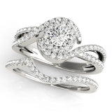 Silver Round Halo Twist Band Solitaire Prong Setting 1