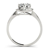 Silver Round Halo Twist Diamond Engagement Ring with Pavé Band and Four-Prong Setting 2
