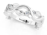 Silver Round Moissanite Leaf Eternity Band with Bezel Setting_1
