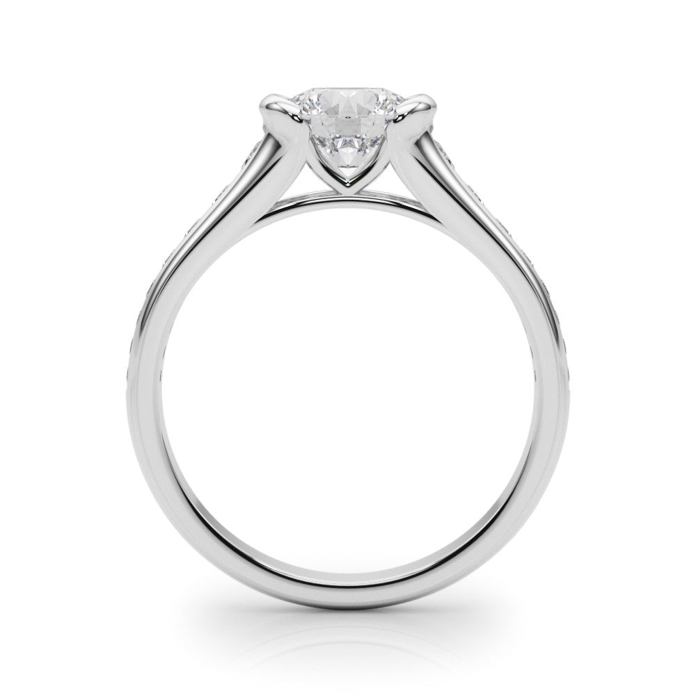 Silver Round Solitaire Bezel-Set Diamond Ring with Channel-Set Band 1