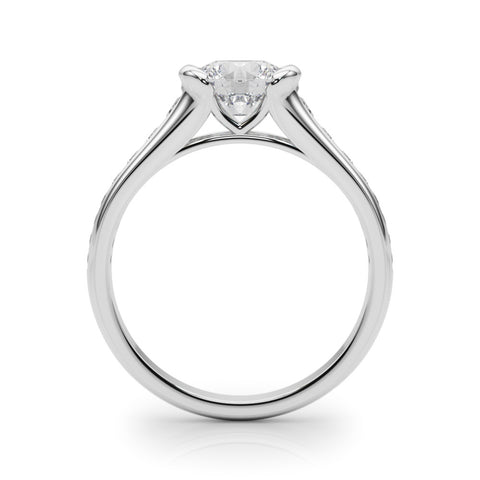 Silver Round Solitaire Bezel-Set Diamond Ring with Channel-Set Band 1