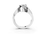 Silver Round Solitaire Bypass Diamond Engagement Ring with Channel-Set Band and Four-Prong Setting_50