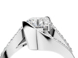 Silver Round Solitaire Bypass Diamond Engagement Ring with Channel-Set Band and Four-Prong Setting_51