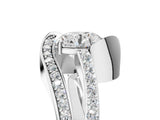Silver Round Solitaire Bypass Diamond Engagement Ring with Channel-Set Band and Four-Prong Setting_52
