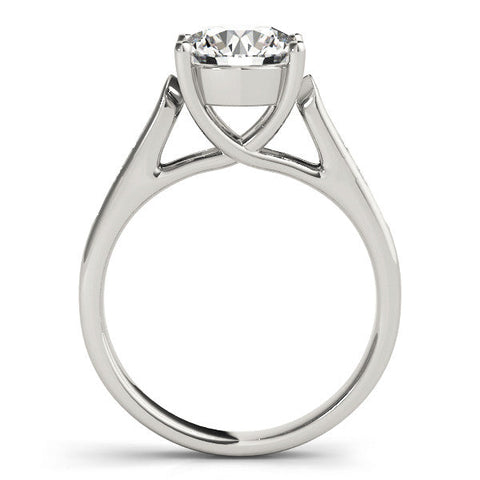 Silver Fancy Yellow Oval Cut Solitaire Cathedral Diamond Engagement Ring with Channel-Set Band and Four-Prong Setting