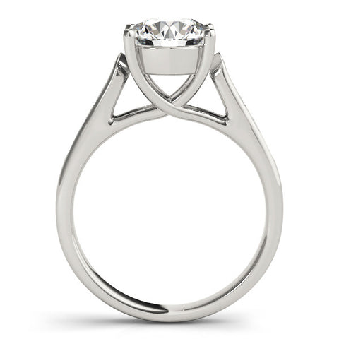 Silver Round Solitaire Cathedral Diamond Engagement Ring with Channel-Set Band and Four-Prong Setting 1