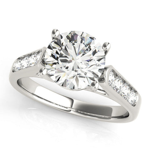 Platinum Fancy Yellow Oval Cut Solitaire Cathedral Diamond Engagement Ring with Channel-Set Band and Four-Prong Setting