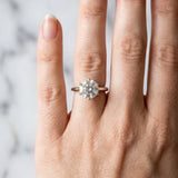 Silver Round Solitaire Cathedral Diamond Ring with Six-Prong Setting_50